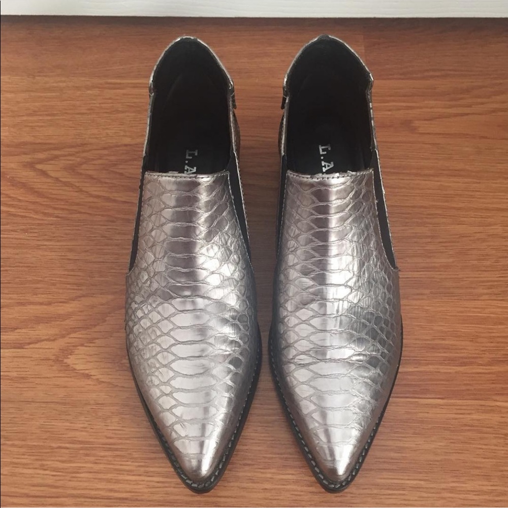 L.A.M.B. Memento Booties in Silver Womens 37